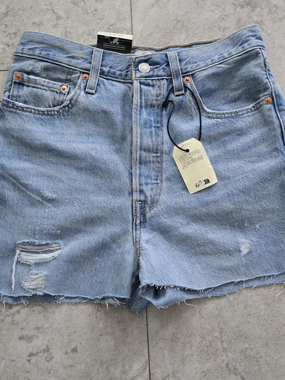 Levi's Light Wash Distressed Ribcage Denim Cutoff Shorts Sz 27